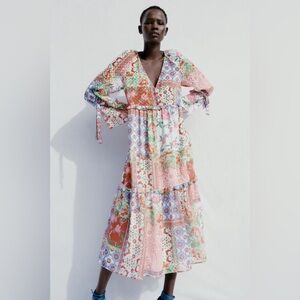 Zara Multicolor Patchwork Maxi Dress